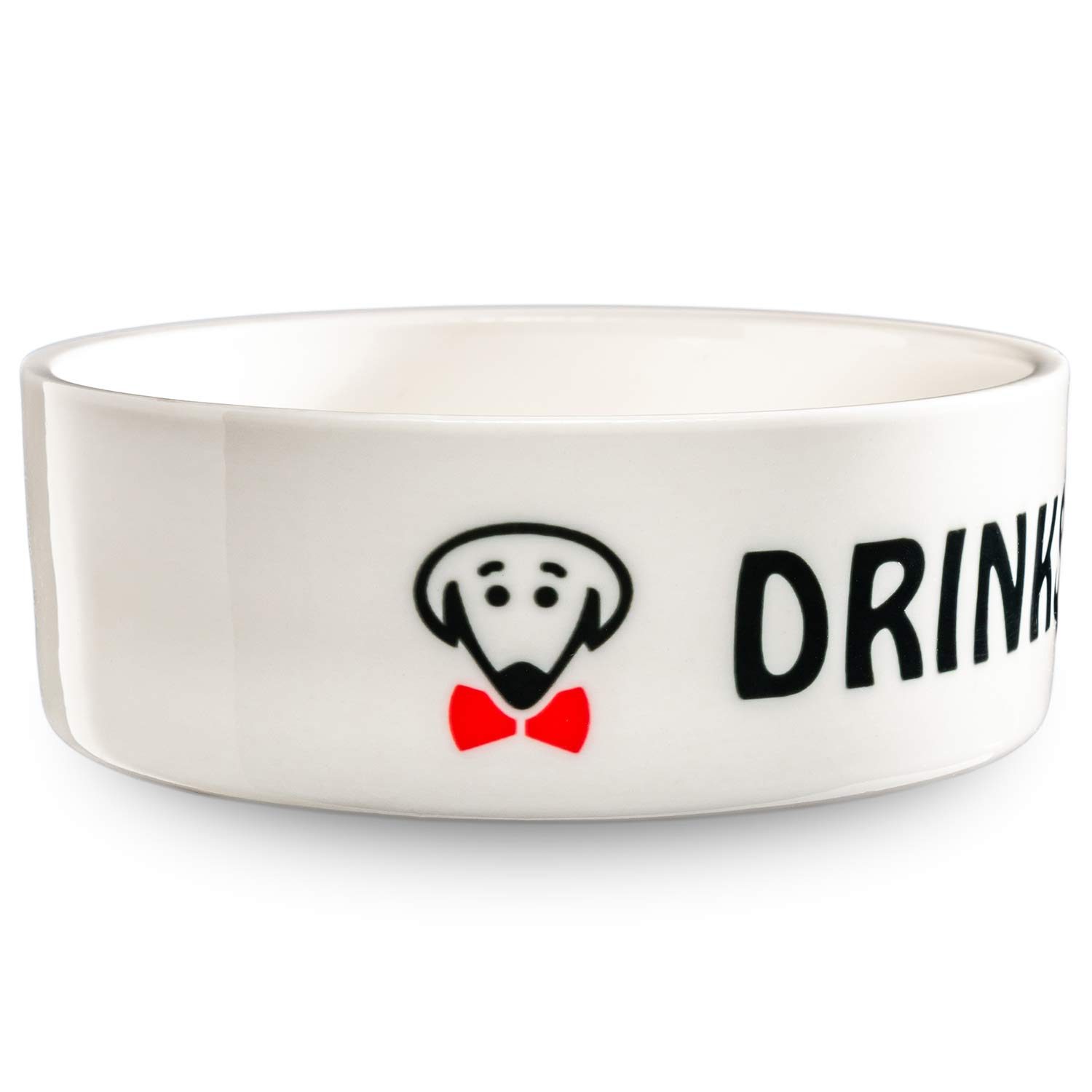 Drinks for the Boss pet bowl in white by Beau Tyler
