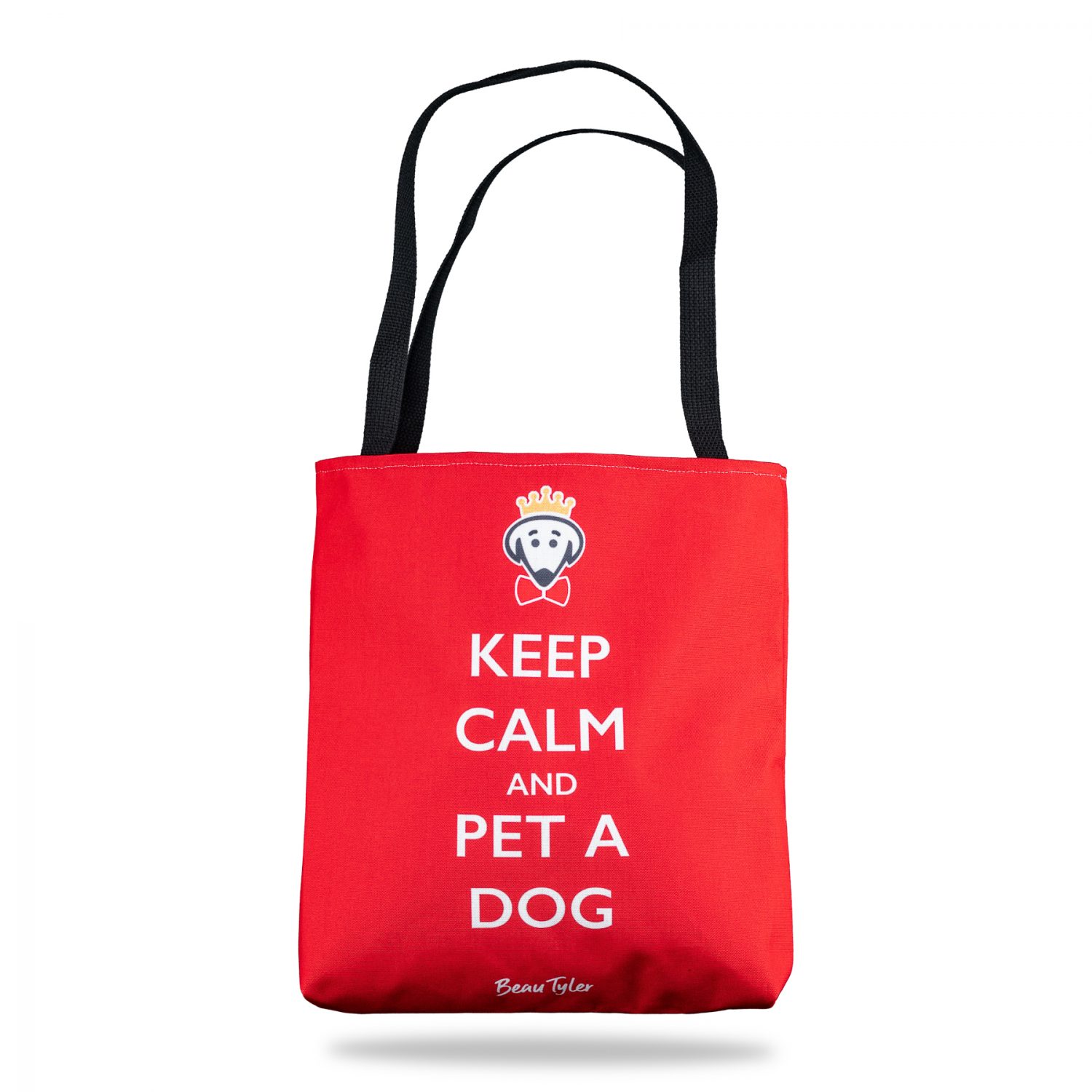 Beau Tyler - Keep Calm and Pet A Dog red tote bag back