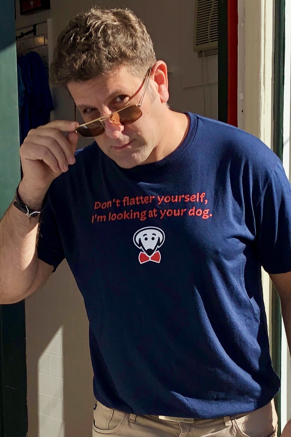 Beau Tyler - Don't flatter yourself, I'm looking at your dog. temp shirt pic
