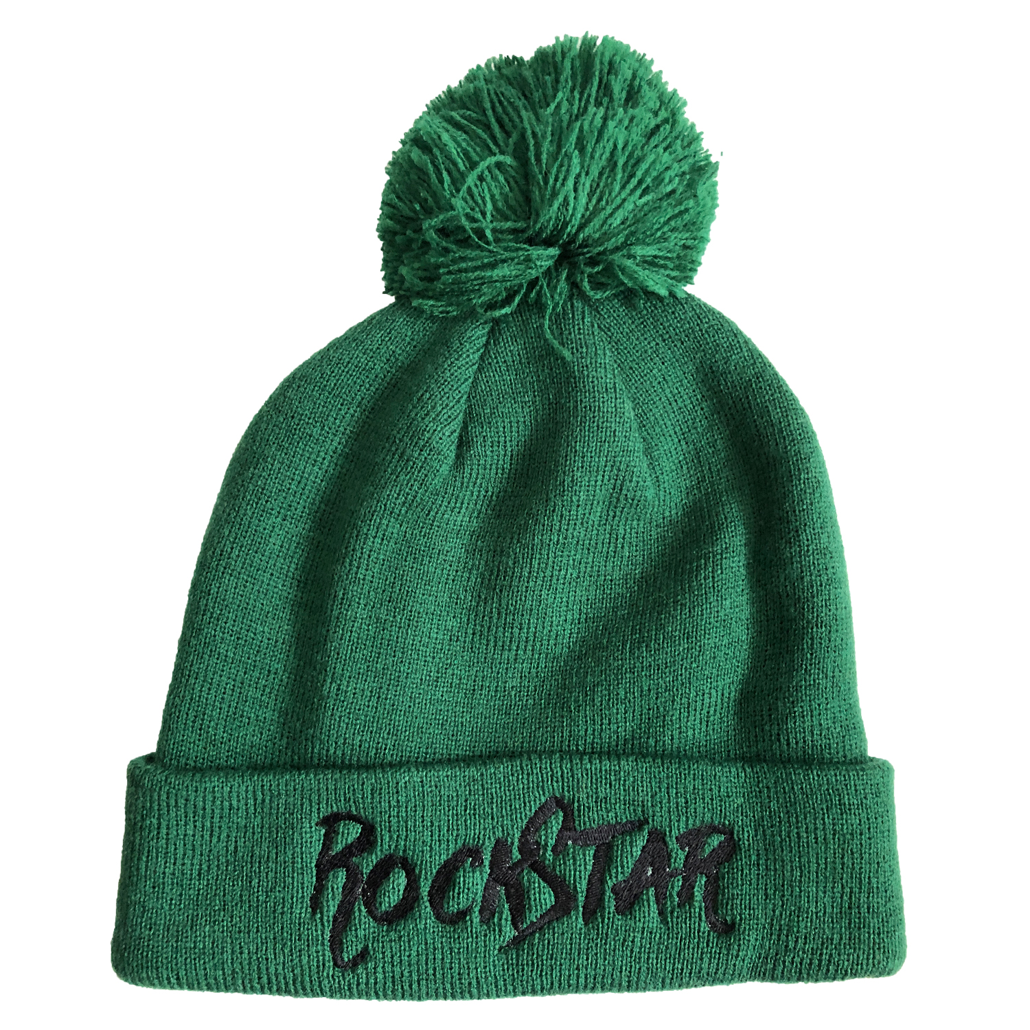 Beau Tyler - RockStar winter knit hat dark green front - maybe temp