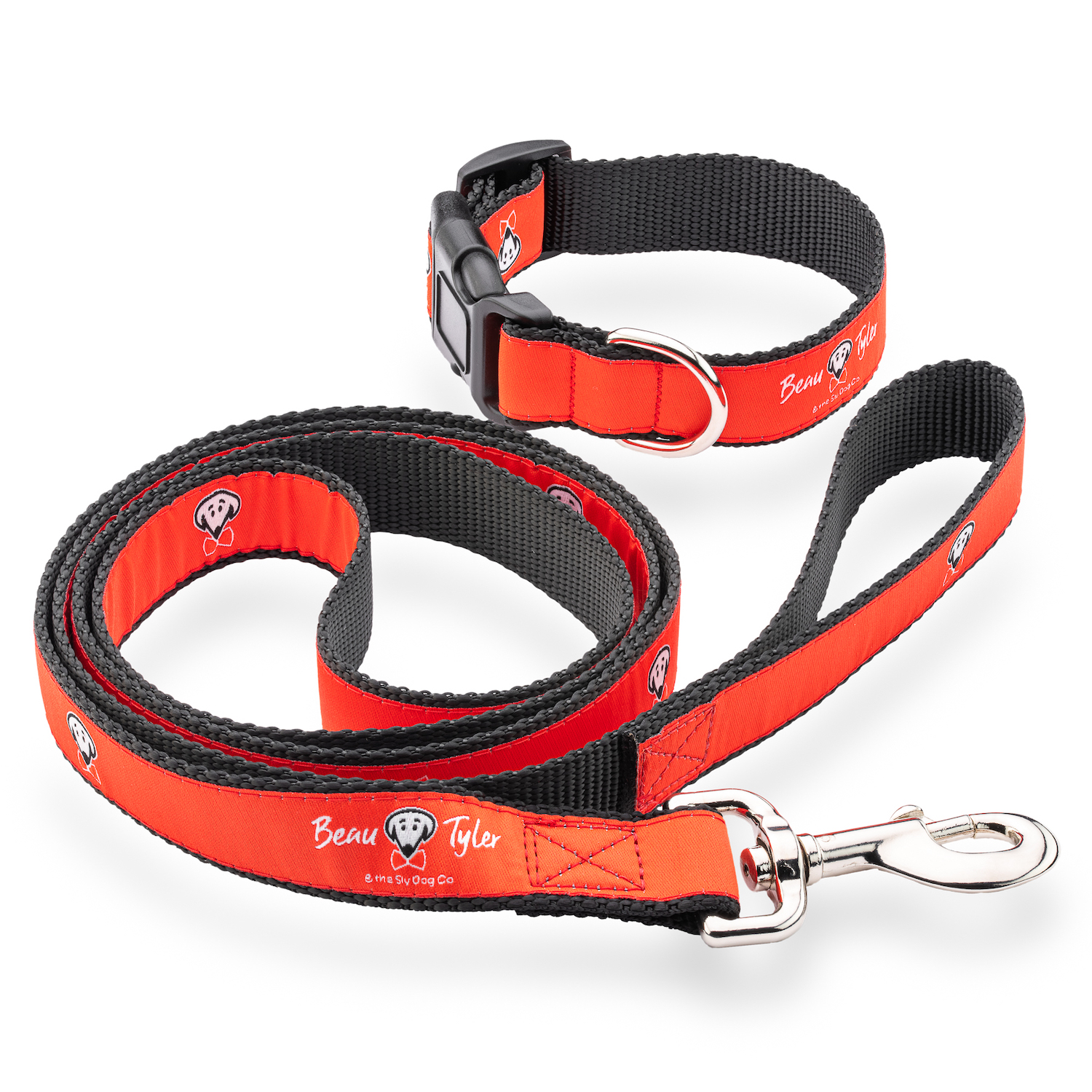 Beau Tyler pet collar and leash set red