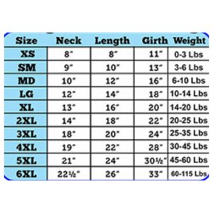 pet hoodie size chart